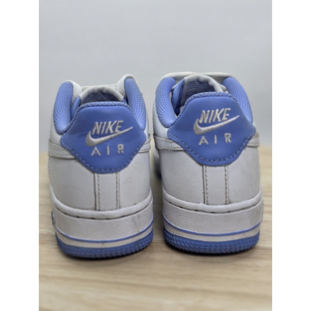 Kids Sz 2Y - Nike Air Force 1 White Blue Leather Sneakers Lace Up HV0936-100 - Picture 6 of 11